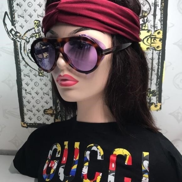 New Authentic Tortoiseshell Sunglasses with Purple Lenses TF882 53y - Picture 1 of 13